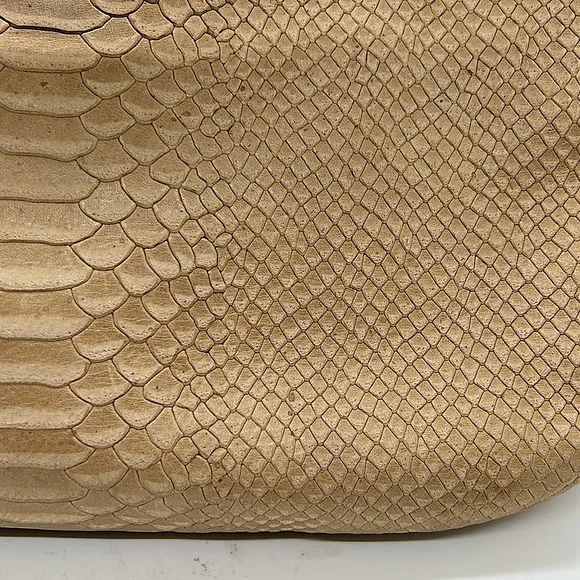 Henri Bendel Beautiful Tan Reptile Skin Print Leather Handbag Purse 🌸🌸 - Picture 7 of 12